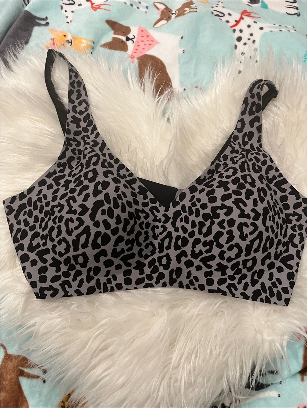 Black & Gray Leopard Print Wireless Jelly Bra